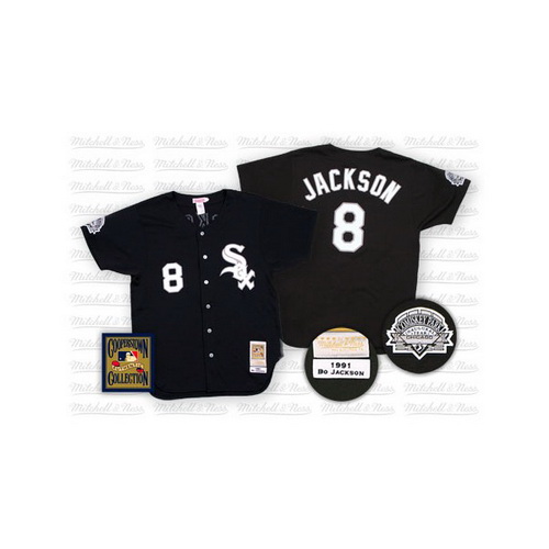 Best Chicago White Sox 8 Bo Jackson Authentic Black Throwback MLB Jersey By Mitchell And Ness